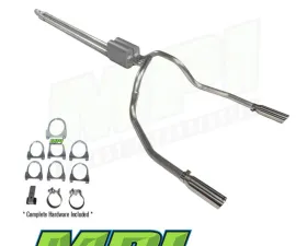 MPI Exhaust Technologies Clamp-on Kit w/Mufflers & Polished Bright Chrome Tips